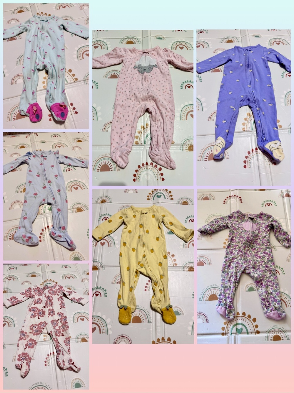 Carter's Assorted Baby Footed One-Piece Sleepers - Pastel Bundle